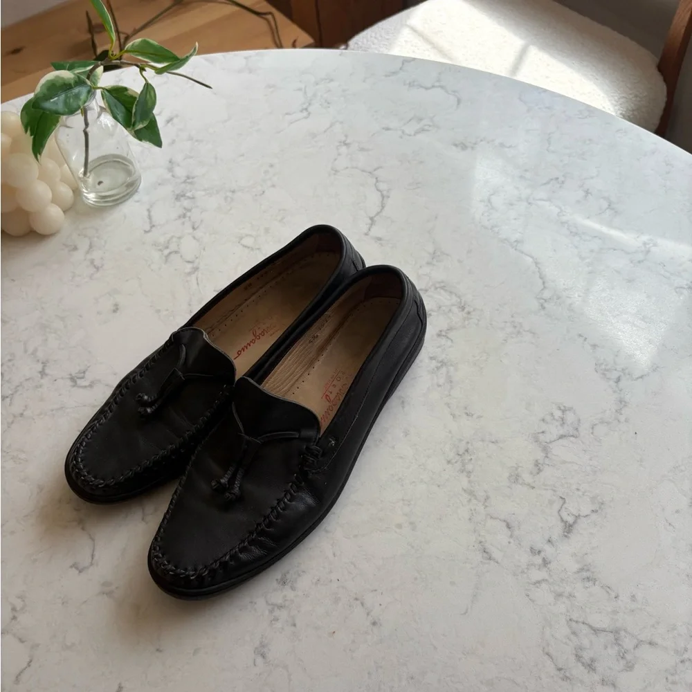 Salvatore Ferragamo Sport Black Leather Tassel Loafers women 8.5 - Picture 10 of 10